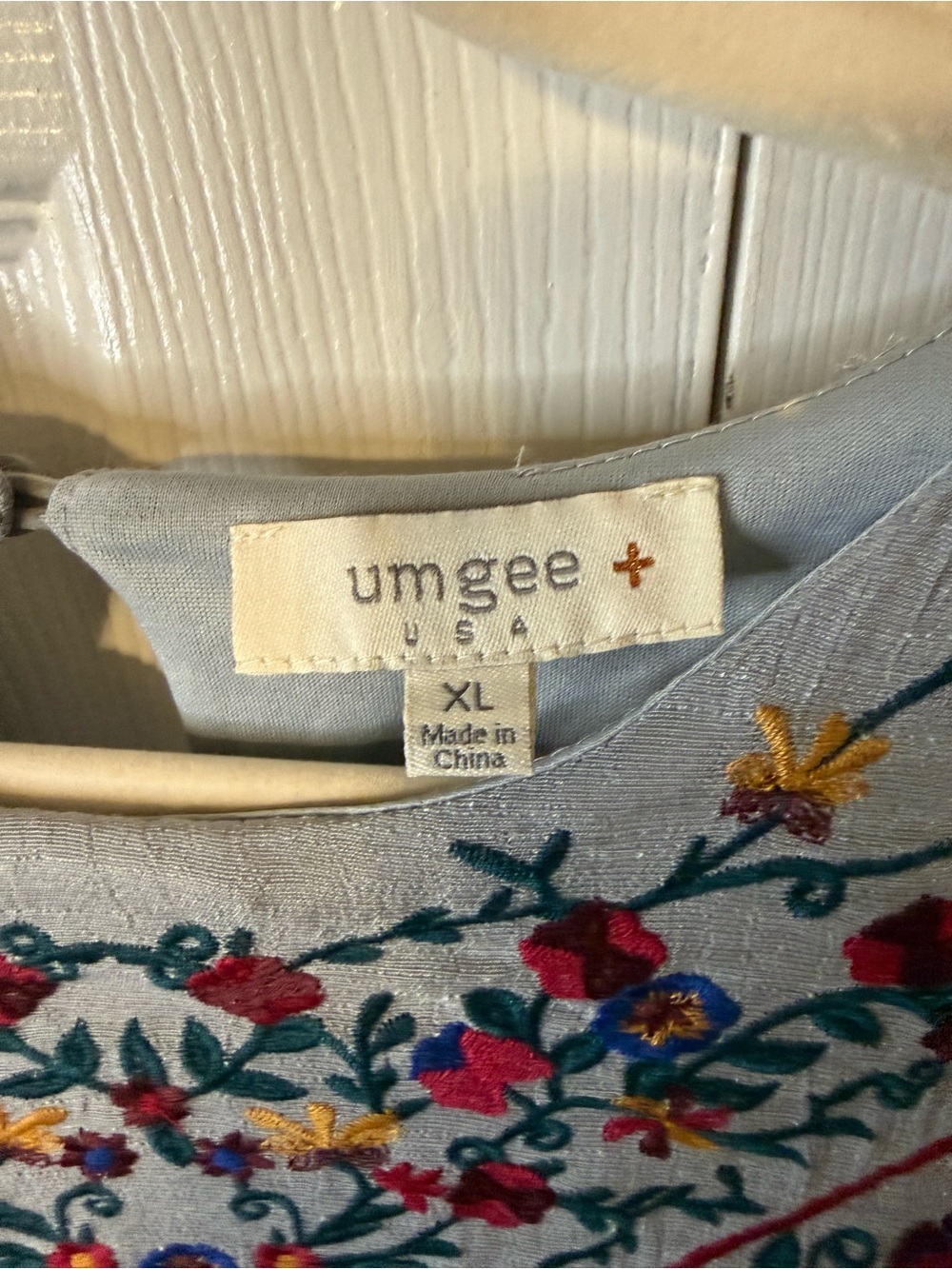 Umgee Light Gray Embroidered Boho Midi Dress - Picture 2 of 6